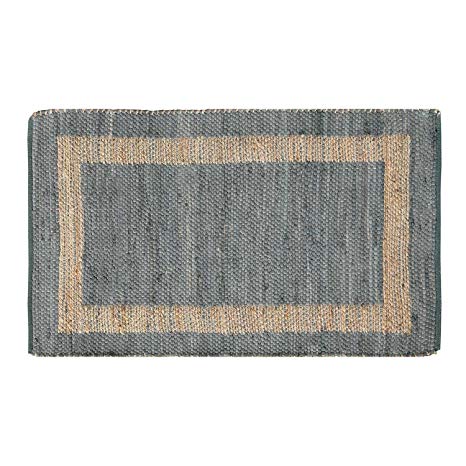 Homescapes Modern Rug Handwoven Natural & Grey Hemp Chindi Rug ‘Veranda’ Contemporary Rug, 90 x 150 cm