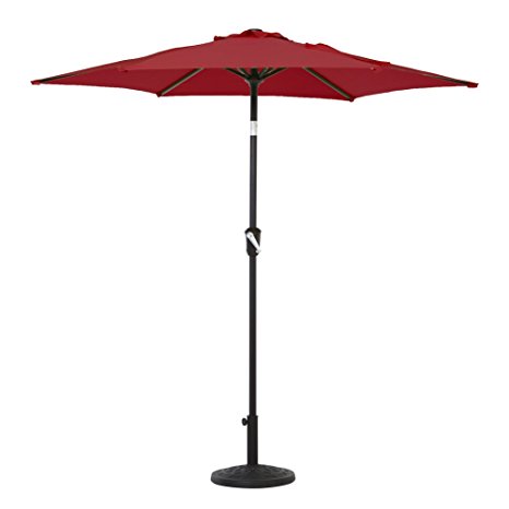 Grand Patio 7.5 Ft UV Protective Outdoor Market Umbrella with Push Button Tilt and Crank, with Wind Vent,Red