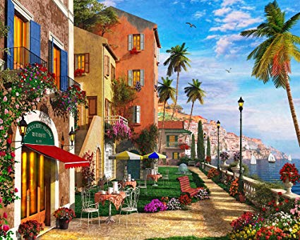 Vermont Christmas Company Mediterranean Terrace Jigsaw Puzzle 1000 Puzzle
