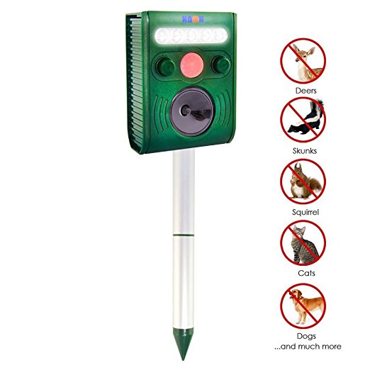 HNCH Animal Repeller Ultrasonic Rodent Repeller - Solar Powered Chemical Free - Motion Activated