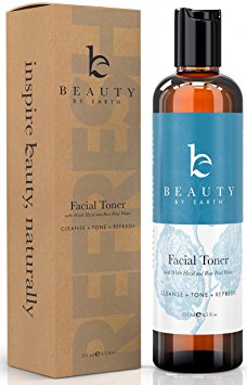 Beauty By Earth Best Hydrating Facial Toner 100% Natural Ingredients Include Organic Witch Hazel, Rose Water, Aloe Vera And Cucumber - Reduce Puffiness, Inflammation, Redness And Pore Size & Alcohol Free Makeup Remover - 251ml
