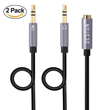 Besign Gold Plated 3.5mm Female to 2 Male Headphone Mic Audio Y Splitter Cable with Separate Headphone / Microphone Plugs (2-Pack)