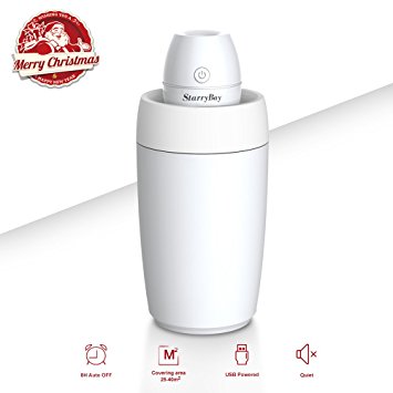StarryBay Portable Mini Clean Cool Mist Humidifier/UltraQuiet Desk Personal Air Humidifier with LED/ Perfect for Travel, Home, Office,Bedroom or Car/Silent humidifiers for Allergy Baby (White)