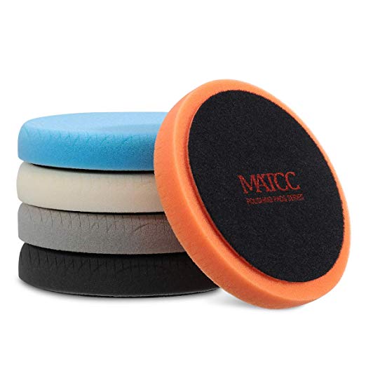 MATCC Polishing Buffing Pads 5 Pcs 6 Inch (150mm) Waxing Pads kit for Drill Buffer Polisher Matching Velcro Backing Pad