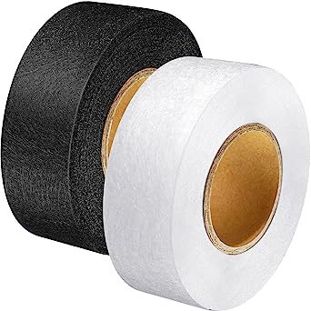 Outus 2 Rolls Fabric Fusing Tape Adhesive Hem Tape Iron on Tape Each 1/2 Inch(Black, White, 27 Yards)