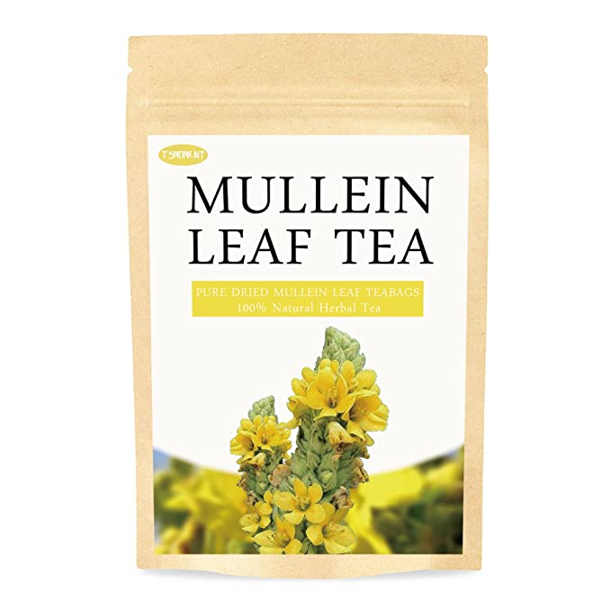 Mullein Leaf Tea Bags, Lungs Cleanse and Respiratory Support, Natural Mullein Herbal Teas, Caffeine Free, 18 Tea Bags