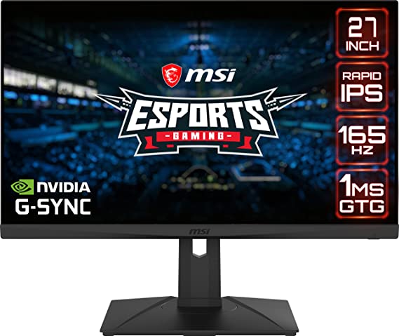 MSI Optix G273QPF 16:9 Aspect Ratio Anti-Glare Super Narrow Bezel 1ms 2560 x 1440 (QHD) 165Hz Refresh Rate Tilt Adjustment Nvidia G-Sync Compatible 27" Rapid IPS Gaming Monitor