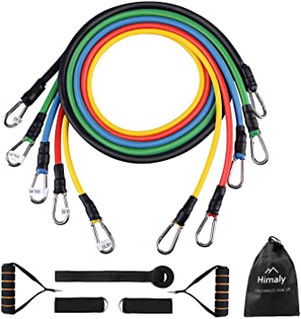 Mbuynow Resistance Bands, Exercise Bands Set of 5 Ankle Tube Bands Strength Training Fitness Tension Straps with Handles, Door Anchor, Carry Bag, Workout Guides and Band Guard Equipment