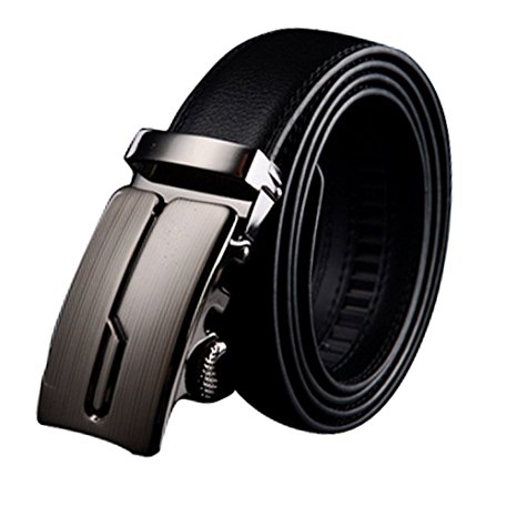 Panegy Men Leather Alloy Automatic Buckle Waist Belt - Black (R3-115CM)