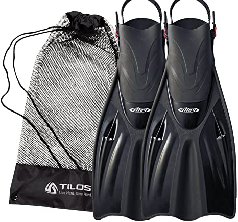 Tilos Getaway Snorkeling Fins Open Heel Fins with Mesh Bag, Extra Wide Foot Pocket