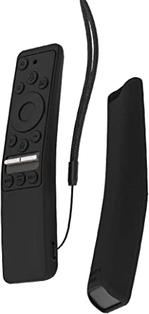 SIKAI Silicone Protective Case for Samsung BN59-01312A Smart TV Remote Shockproof Skin-Friendly Anti-Slip Battery Cover for Samsung QLED 8K 4K TV Remote Anti-Lost with Remote Loop (Black)