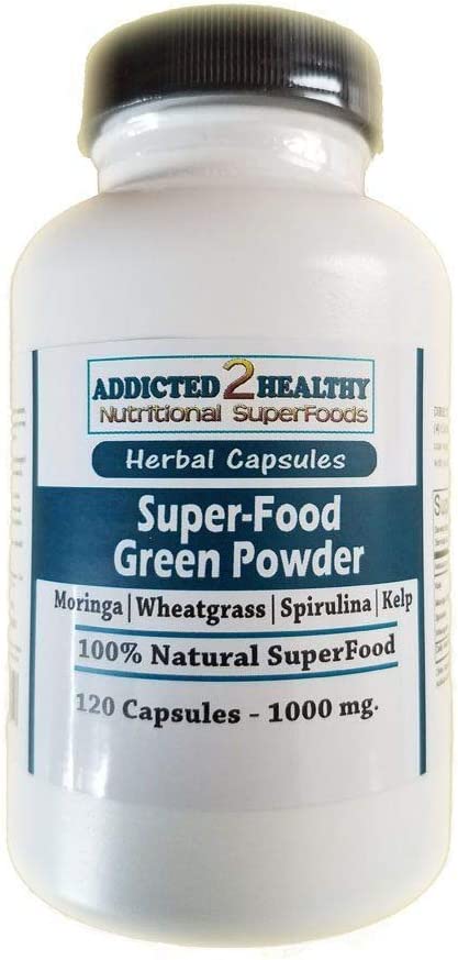 120 SuperFood Green Powder Capsules - Moringa   Spirulina   Kelp   Wheatgrass • Stop OVERPAYING for Health!!!