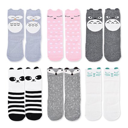 Unisex Baby Girls Boys Socks Knee High Stockings Animal Theme Socks 6 Packs Set