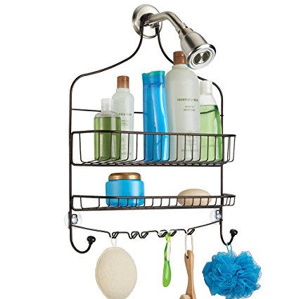 mDesign Bathroom Shower Caddy for Shampoo, Conditioner, Soap - Wide, Bronze