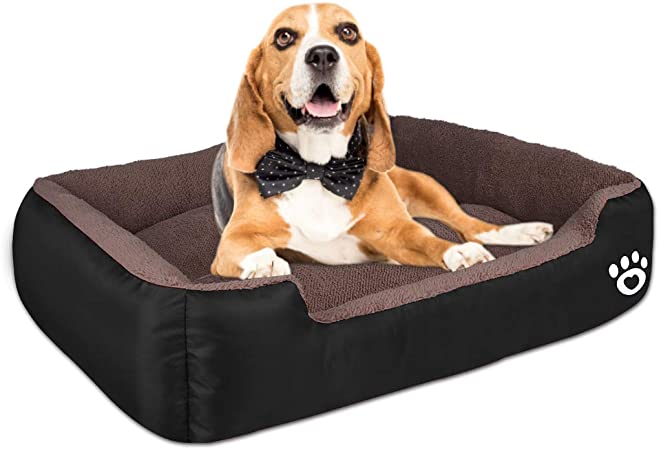 Warmer Pet Dog Beds for Small/Medium Dog(Up to 35lbs),Rectangle Pet Bed Thickened Enough with Soft Coral Fleece and Non-Slip Bottom ,Dog Sofa Couch Pet Bed with Durable Oxford Cloth