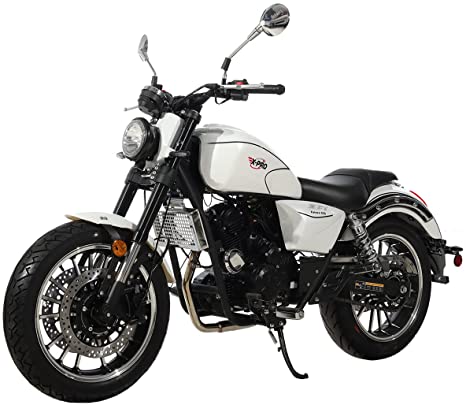 X-PRO Falcon 250 EFI Fuel Injected Motocycle 6 Speed Manual Transmission, Big 17" Wheels! Assembled in Crate (White)