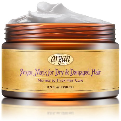Dry Damaged Hair Deep Conditioner Mask - Normal to Thick Coarse Hair Care Moroccan Argan Masque 8.5 oz - Advanced Hair Moisturizer Conditioning Nourishment