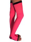 Lace Poet Neon Pink YogaSleep Thigh-High Compression Toeless Socks