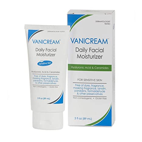 Vanicream Daily Facial Moisturizer | With Hyaluronic Acid, 5 Key Ceramides and Squalane | For Sensitive Skin | Fragrance and Gluten Free | pH-Balanced | Dermatologist Tested | 3 Ounce