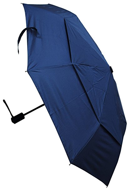 COLLAR AND CUFFS LONDON - Windproof STRONG StormProtector Compact Folding Umbrella - Vented Canopy - HIGHLY ENGINEERED TO COMBAT INVERSION DAMAGE - Automatic Open Close - Small - Travel - Navy Blue