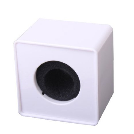 Wowlife 1pc New Square Cube Pattern ABS Mic Microphone Interview Logo Flag Station 39mm/1.54" Hole with Sponge - White