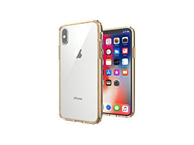 iPhone X / 10 Case - Gold Ultra Thin Clear Transparent, Soft, Scratch Resistant, Protective Shockproof Cover for Apple Smart Phone Cell Phone Designed for Men and Women