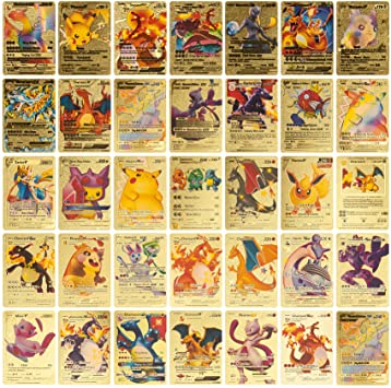 55 PCS TCG Deck Box Gold Foil Card Assorted Cards (GX Rare Cards V Series Cards Vmax Rares,DX Charizard Card and Common/Uncommons Mystery Card)