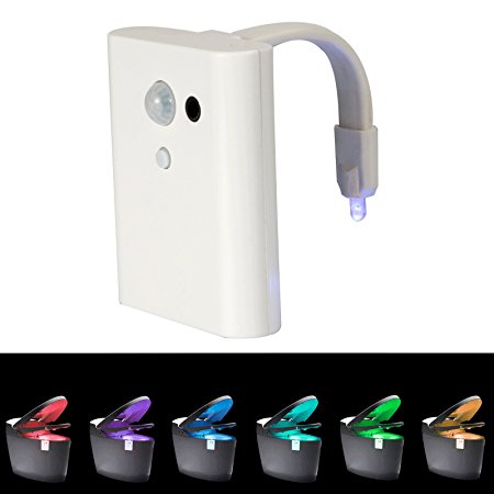 Top-spring Toilet Night Light-Light Sensitive Water Resitive Motion-Activated 7 Colors LED Toilet Seat Night Light, 5-stage Dimmer Toilet Bowl Light