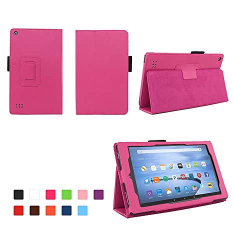 Case for All-New Fire 7 2017 - Premium Folio Case for All-New Fire 7 Tablet with Alexa 7th Generation - Hot Pink