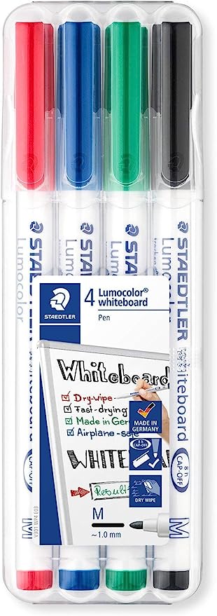 Staedtler Lumocolor drywipe/whiteboard Medium tip pens Wallet Set of 4 Markers