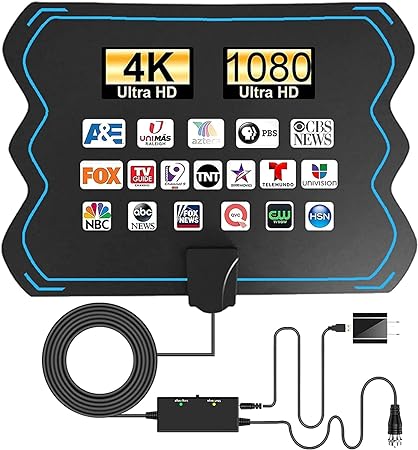 2023 Upgrade TV Antenna- Digital TV Antenna Indoor Amplified HD TV Antenna 380  Miles Range with Signal Amplifier, Digital HD Antenna Support 4K 1080P Smart TV and All Older TV's, 16ft Coax Cable