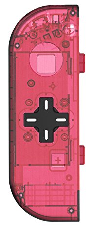 BASSTOP Translucent NS Joycon Handheld Controller Housing With D-Pad Button DIY Replacement Shell Case for Nintendo Switch Joy-Con(Left Only) Without Electronics (Left-Watermelon Red)