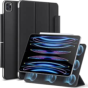 ESR for iPad Pro 11 Inch Case, iPad 11 Pro Case (2022/2021/2020, 4th/3rd/2nd Generation), Convenient Magnetic Attachment, 2-Way Stand, Full Pencil 2 Support, Rebound Magnetic Case,Durable Black