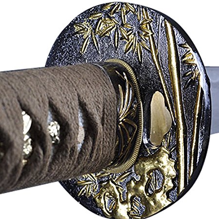 Handmade Sword – Samurai Katana Sword, Battle Ready, Hand Forged, 1045 Carbon Steel, Heat Tempered, Full Tang, Sharp, Black Wooden Scabbard