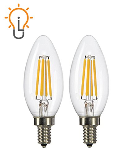 (2-Pack) Light ItUP CTC LED, 45-Watt Replacement, Antique Style Filament, Candelabra E12 Base, Warm White 2700K, Dimmable, Light Bulb