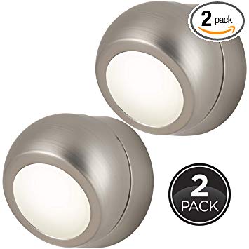 GE Automatic LED Night Light Plug-in, 2 Pack, Rotates 360°, Dusk-to-Dawn Sensor, Ideal for Bedroom, Bathroom, Nursery, Kitchen, Hallway, Brushed Nickel, 31542