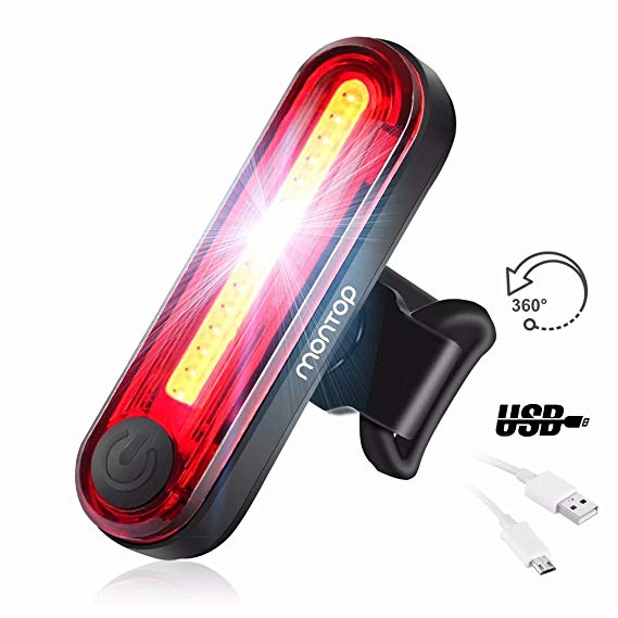 MONTOP Bike Light, USB Rechargeable LED Bike Lights, LED Bicycle Light Set Front Headlight and Back Tail Light, Waterproof Cycling Lights for Road & Mountain with Smart Sensors