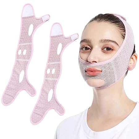 2PCS Beauty Face Sculpting Sleep Mask, Double Chin Reducer, V Line Shaping Face Masks Face Lifting Belt Chin Strap for Double Chin for Women Girls