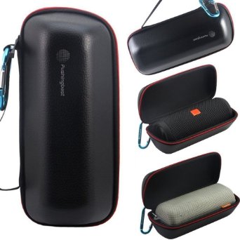 Pushingbest Carry Case Travel Bag for JBL Flip 3 Splashproof Portable Bluetooth Speaker Hard PU Cover Case Black