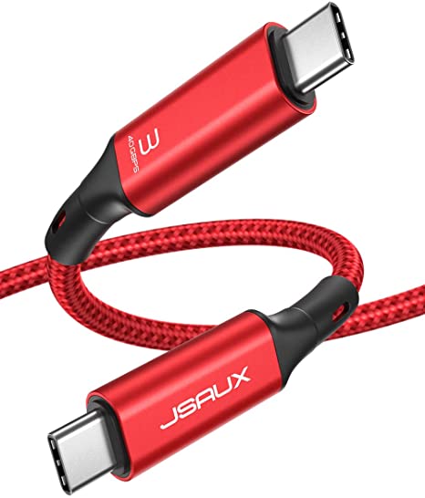 Thunderbolt 3 Cable 5ft/40Gbps/5K/100W, JSAUX Thunderbolt USB-C 40Gbps Data Cable/ 20V 5A Charging/Single 5K@60Hz Monitor Compatible with Hub,Apollo, eGpu, Docking, MacBook, Dell-Red