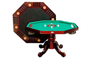 3 in 1 Game Table - Octagon 54" Bumper Pool, Poker & Dining in Mahogany By Berner Billiards