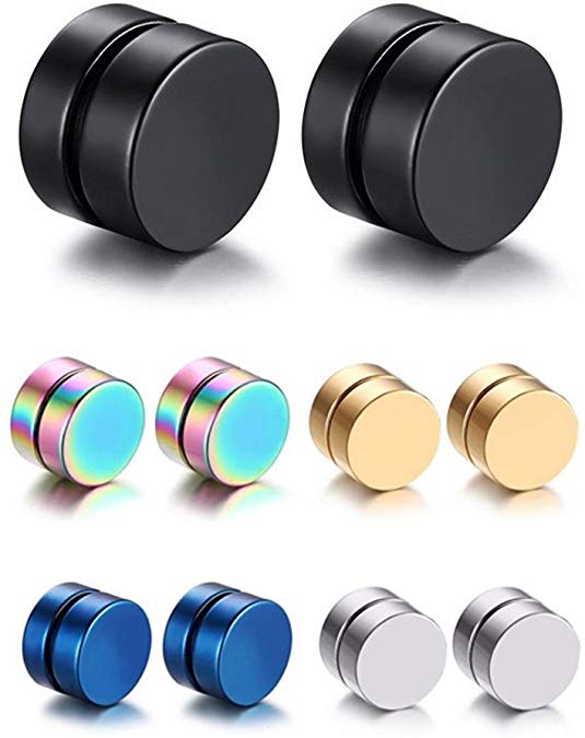 Paxuan Mens Womens Stainless Steel Magnetic Stud Earrings Non Piercing Clip on Earrings Set