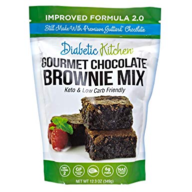 Diabetic Kitchen Gourmet Chocolate Brownie Mix Makes The Moistest, Fudgiest Brownies Ever Keto Friendly, Low-Carb, Gluten-Free, 6G Fiber, No Artificial Sweeteners or Sugar Alcohols (Pouch)