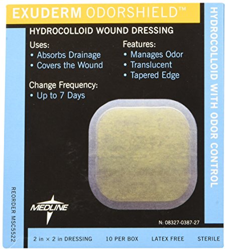 Medline MSC5522 Exuderm Odorshield Hydrocolloid, 2" x 2" (Pack of 10)