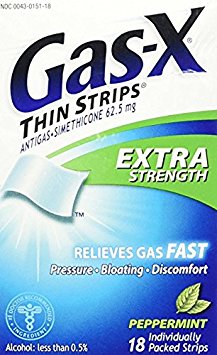 Gas-X Thin Strip-Peppermint - 2 Packs of 18 Pieces