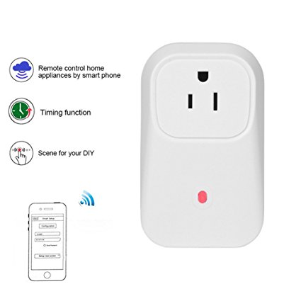 HBER Smart Plug Wifi Power Socket Outlet Switch US Plug with Timer Function Remote Control your Devices from Anywhere - No Hub Required