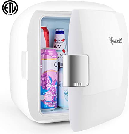 AstroAI Mini Fridge 9 Liter/12 Can AC/DC Portable Thermoelectric Cooler and Warmer for Skincare, Foods, Medications,Cosmetics, Home and Travel, White,Best Gift