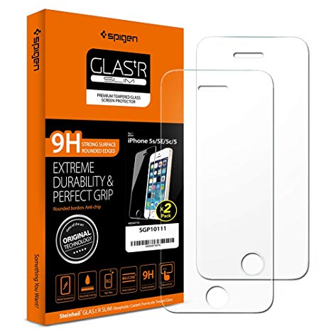 Spigen SGP10111 GLAS.tR SLIM Round edged Scratch proof Screen Protector for iPhone 5/5S/5C/SE (Pack of 2)