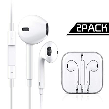 GLOUE Compatible with iPhone/Apple/Samsung Stereo Bass Headphones with Microphone Noise Isolating, in-Ear Earbuds with Mic, Wired in Ear Earphones Noise Isolation, [2 Pack] 200
