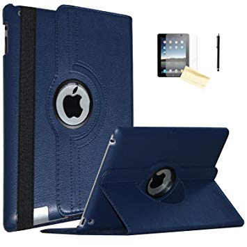 iPad Mini Case, JYtrend (R) Rotating Stand Smart Case Cover Magnetic Auto Wake Up/Sleep for iPad Mini 1/Mini 2/Mini 3 A1432 A1454 A1455 A1489 A1490 A1491 A1599 A1600 A1601 (Dark Blue)